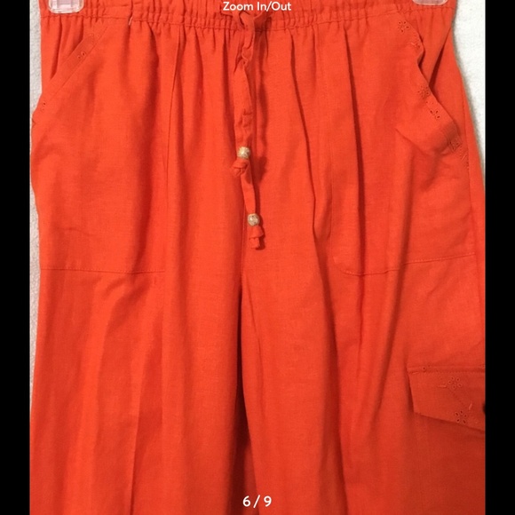 NWT~ERIKA Capri Small~Yam\Red Elastic Waist Drawstring w/ Wooden Printed Beads - Picture 5 of 8